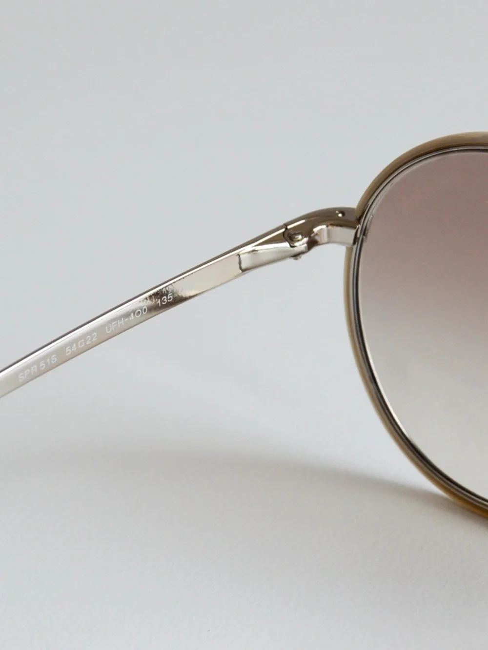 Prada Cinema SPR51S UFH-4O0 Round Sunglasses Silver Brown Gradient w/ Case